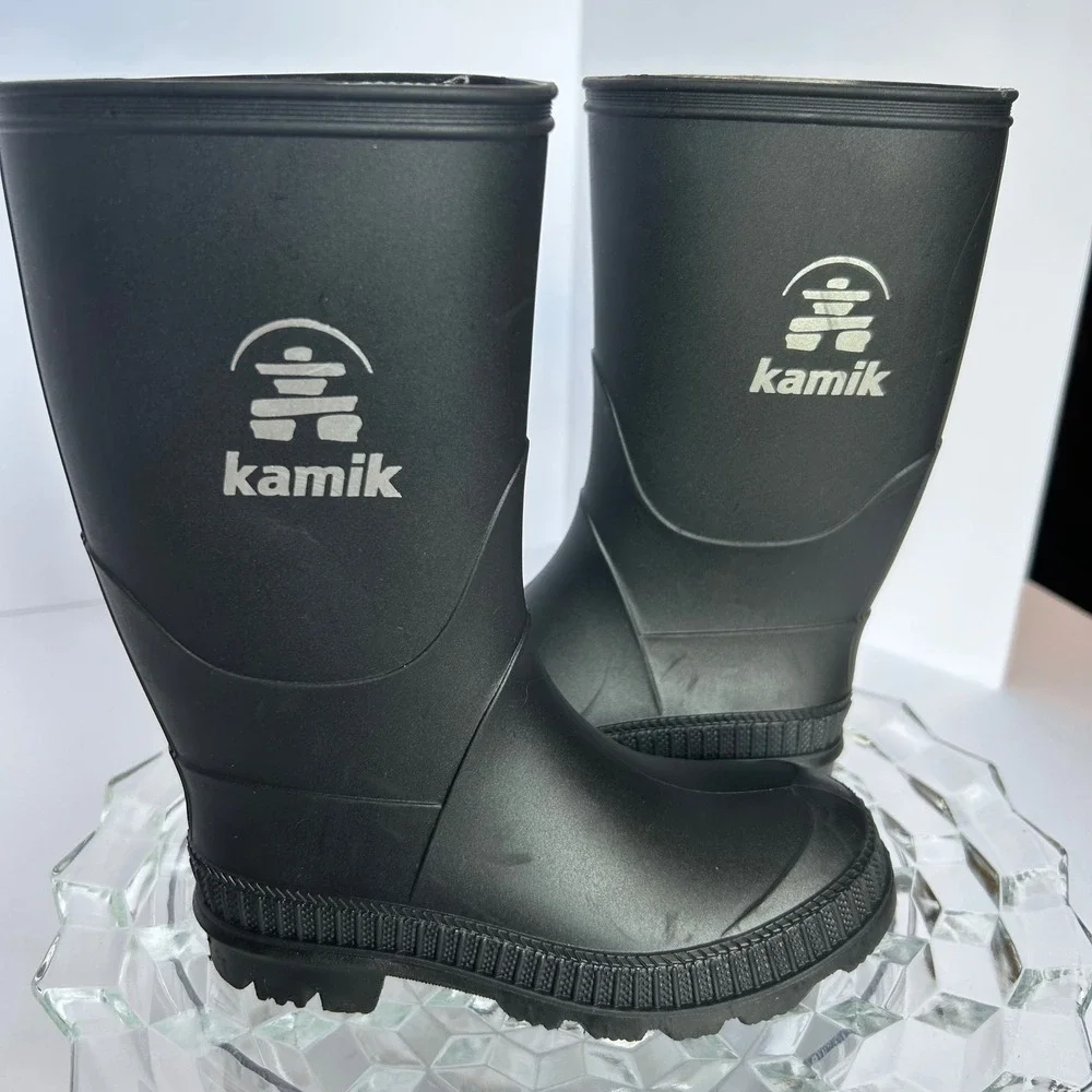 Kamik Kids Black Rain Boots Size 11 Waterproof Durable All Weather‎